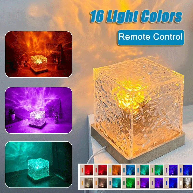 RGB LED Crystal Table Lamp with Water Ripple Effect – 16 Colors, USB Powered