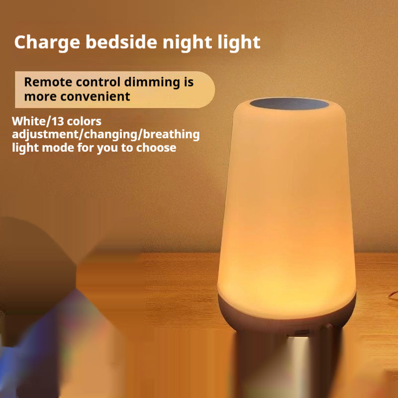 Smart LED Wood Grain Touch Lamp with Remote Control – Home & Bedroom Decor